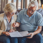 Senior couple looking at documents